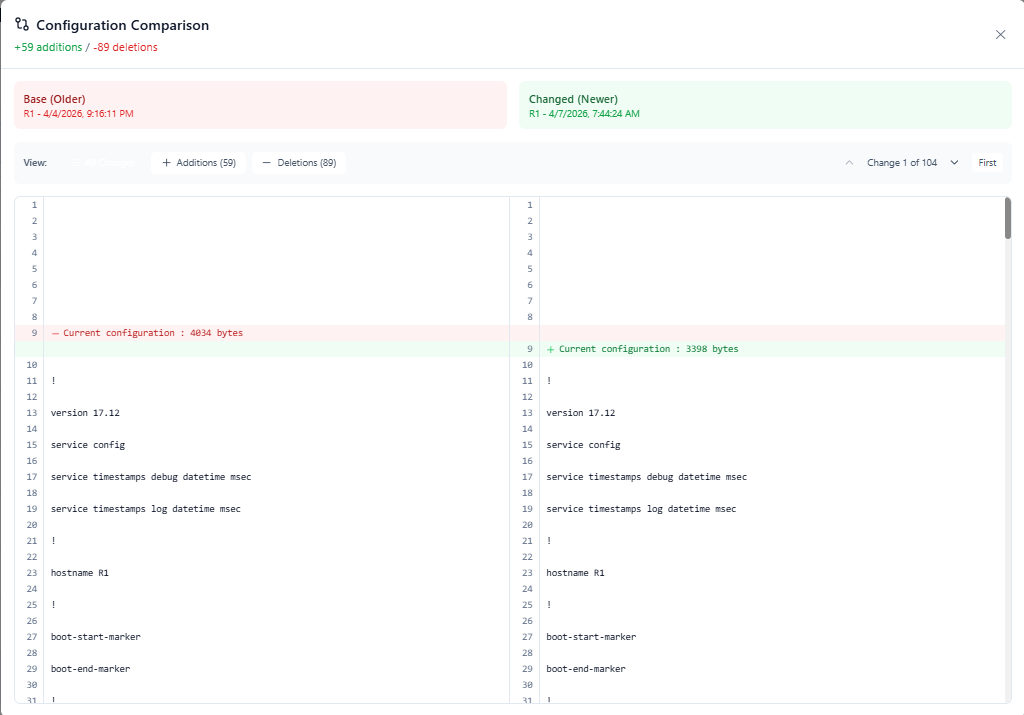 Configuration Diff Comparator
